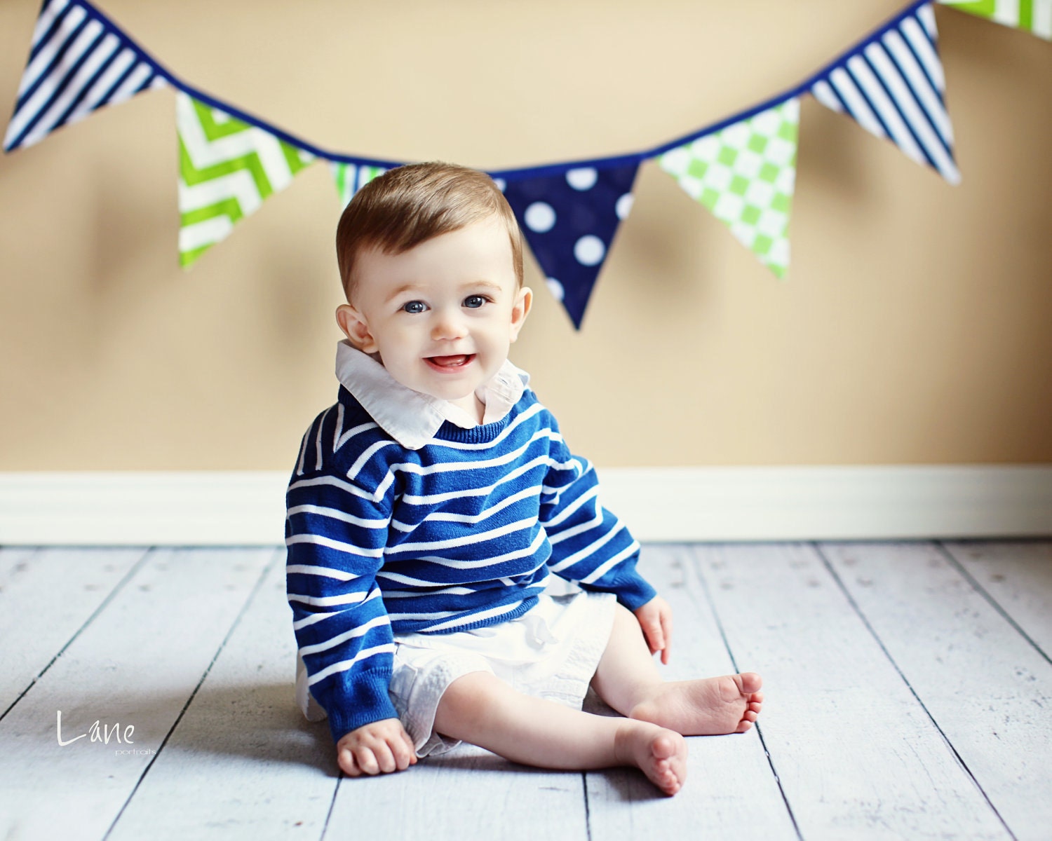 Boys birthday party Bunting/Banner. in Navy, Lime Green. Very vibrant