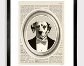 dog portrait print Dalmatien - dog illustration 8x10" dictionary book - Art Print