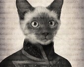 Cat portrait in Costume Print  - mister cat portrait collage 8x10 - cat poster - Art Print