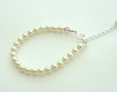 Sterling Silver Swarovski Crystal Pearl Baby/Child Bracelet with 1 inch Extender - Christmas Gift/Stocking Stuffer