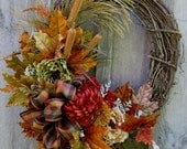 Autumn Wreath, Fall Floral Wreaths, Designer Decor, Woodland, Thanksgiving Decor