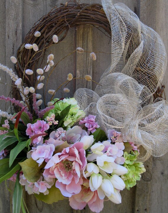Summer Wreath, Floral Wreath, Spring Garden Wreath, Mother's Day, Elegant, Wedding