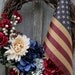 Americana Wreath, Patriotic Door Wreath, Hydrangea, Mums, Tea Stained Flag