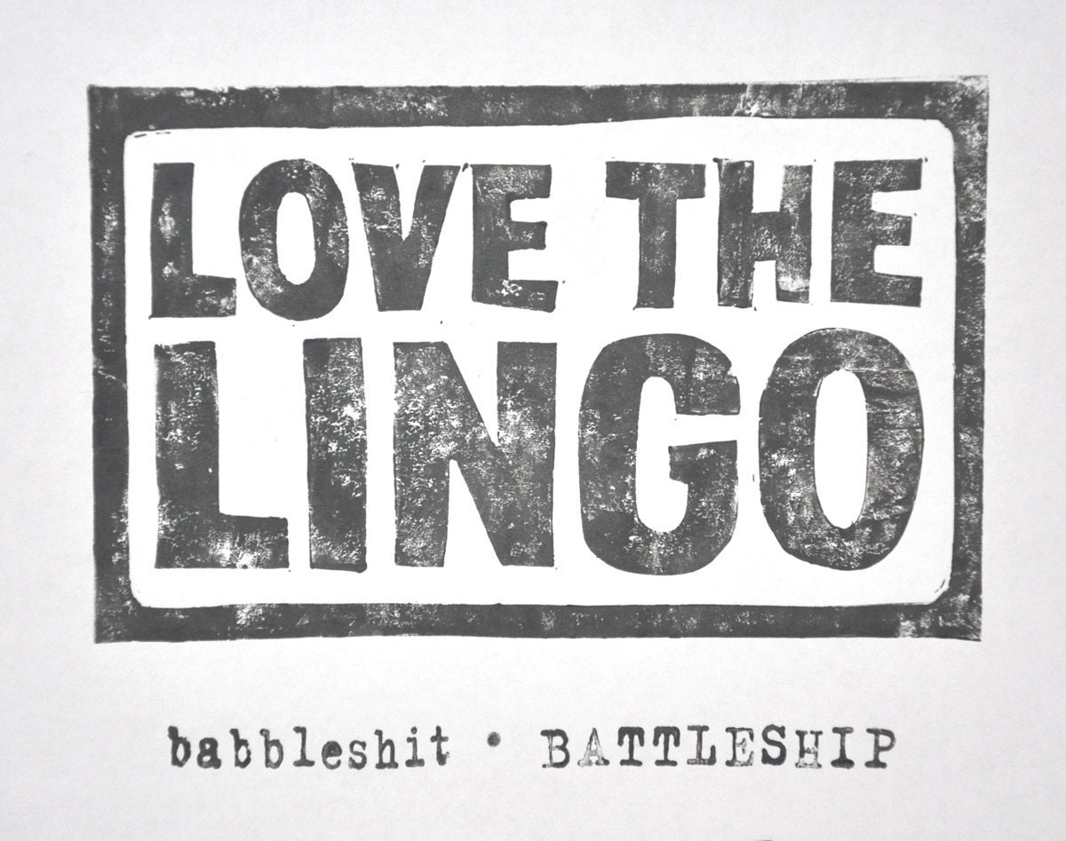 LOVE THE LINGO - custom & personalized original linocut print - letterpress - funny first word art - 8x10