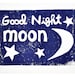 GOOD NIGHT MOON - ocean blue - original linocut print - letterpress - 8x10