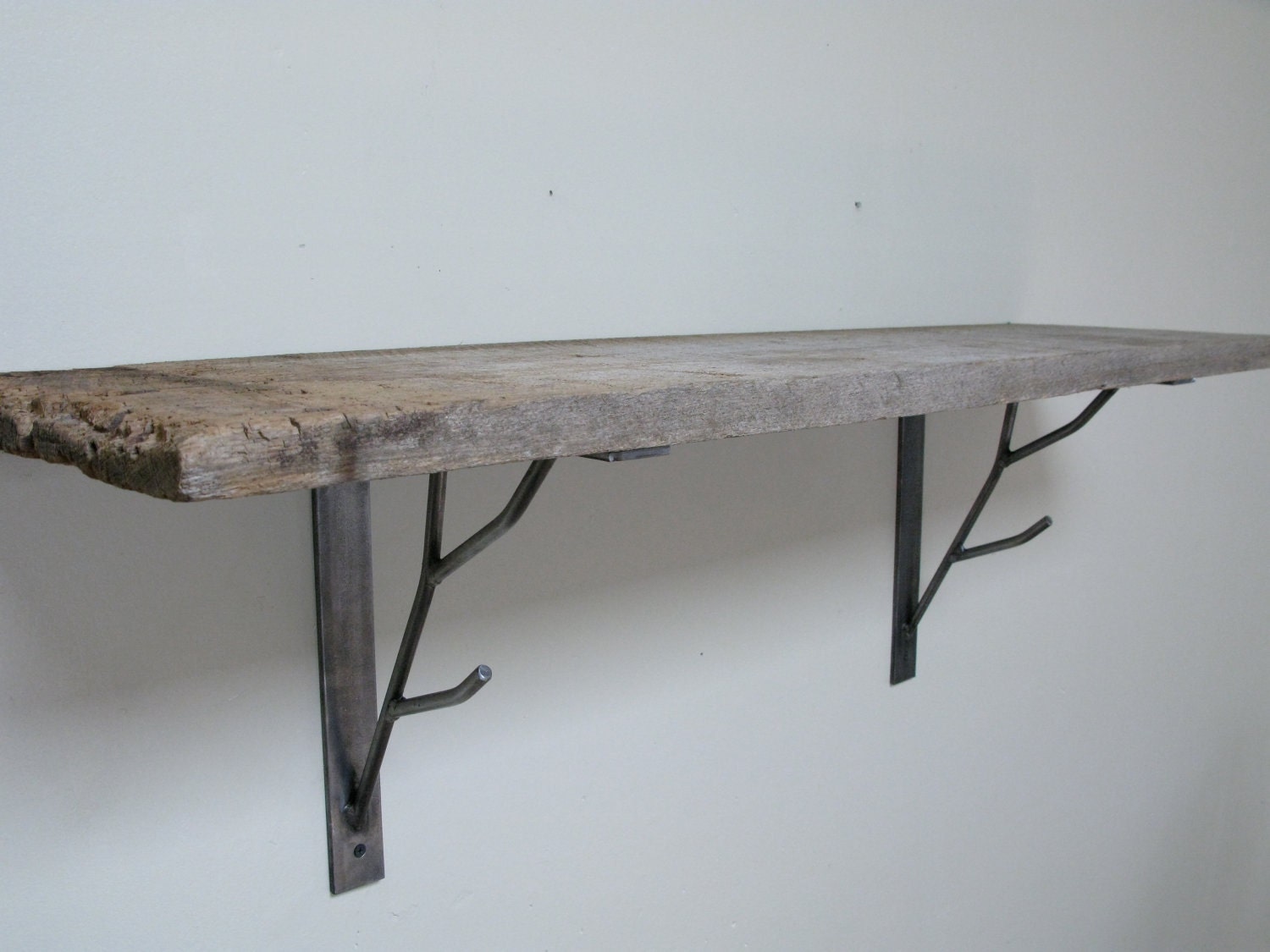 RESERVED for Allesandra 2 sets of brushed brackets and 2 barnwood shelves 10"x36"