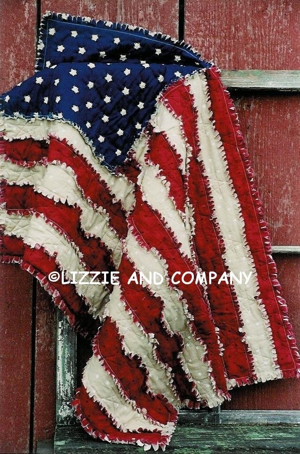 RaG FLaG QUiLT - PDF ePattern - Primitive Raggedy American Flag ePATTERN - ePattern Ready for Immediate Download