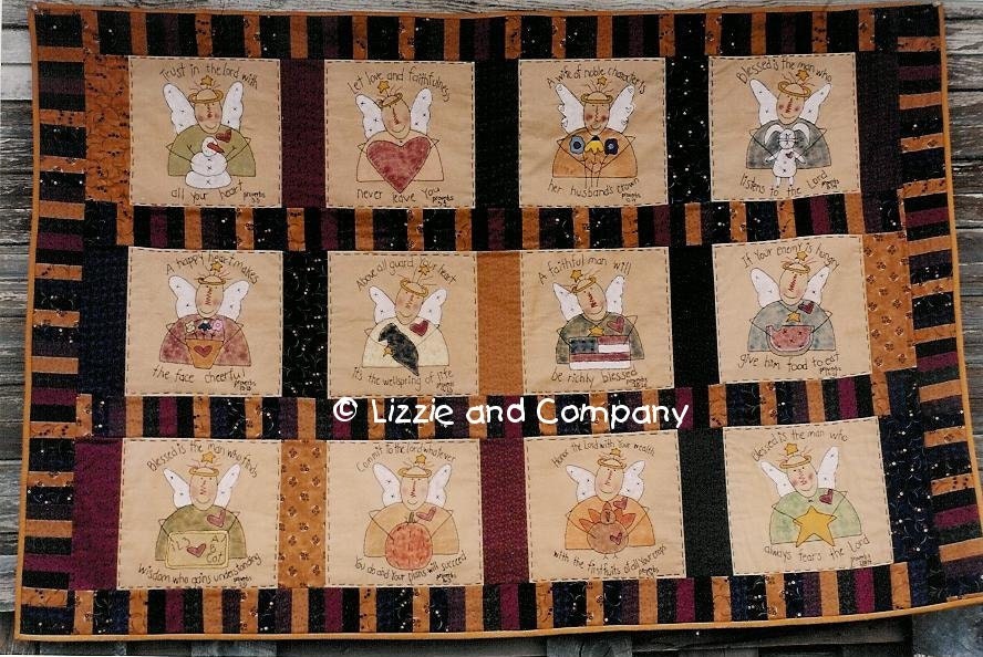 PRoVerB QUiLT - AnGeL QUiLT - EmBRoiDeReD QUiLT - PDF ePattern - Primitive and Whimsical