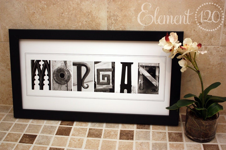 CUSTOM Alphabet Photo Letter Art - 10x20 Unframed Name Print