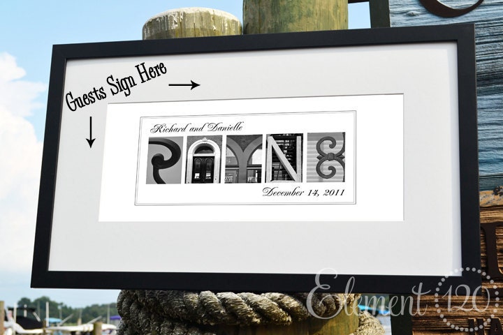 Personalized Wedding GUEST BOOK - Alphabet Art Letter Photography, Modern Frame, Great way to decorate with your Custom Guest Book