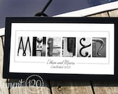 Personalized Wedding, Anniversary or Bridal Shower Gift, Personalized Photo Art - 10x20 Unframed Name Print