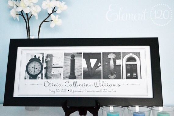 Buy gifts birth announcements - Alphabet Photography Birth Announcement - Personalized Name Frame, Baby Gift