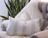 Plume Stripe Pillow in Bleached Linen