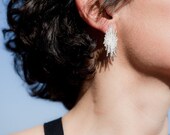 Hand-made White Silver Earrings Jewel