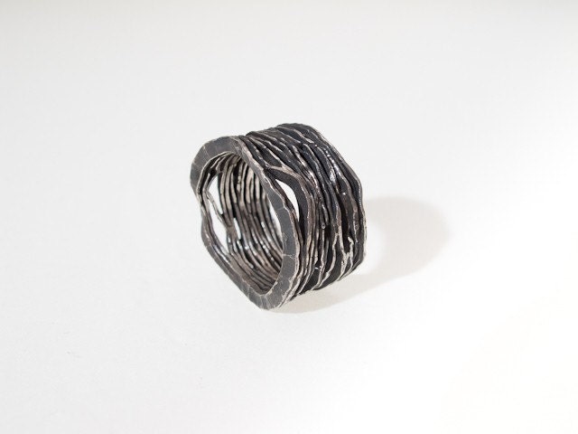 Original Hammered Oxidized Silver Ring