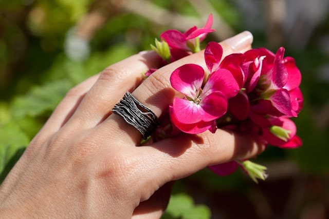 Original Hammered Oxidized Silver Ring