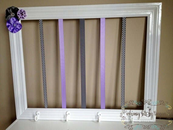 Bow Clip Headband Holder.  Purple and Grey. Custom made to match ANY room decor.