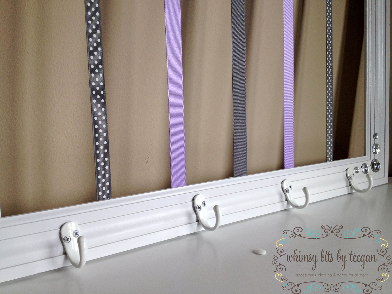 Bow Clip Headband Holder.  Purple and Grey. Custom made to match ANY room decor.