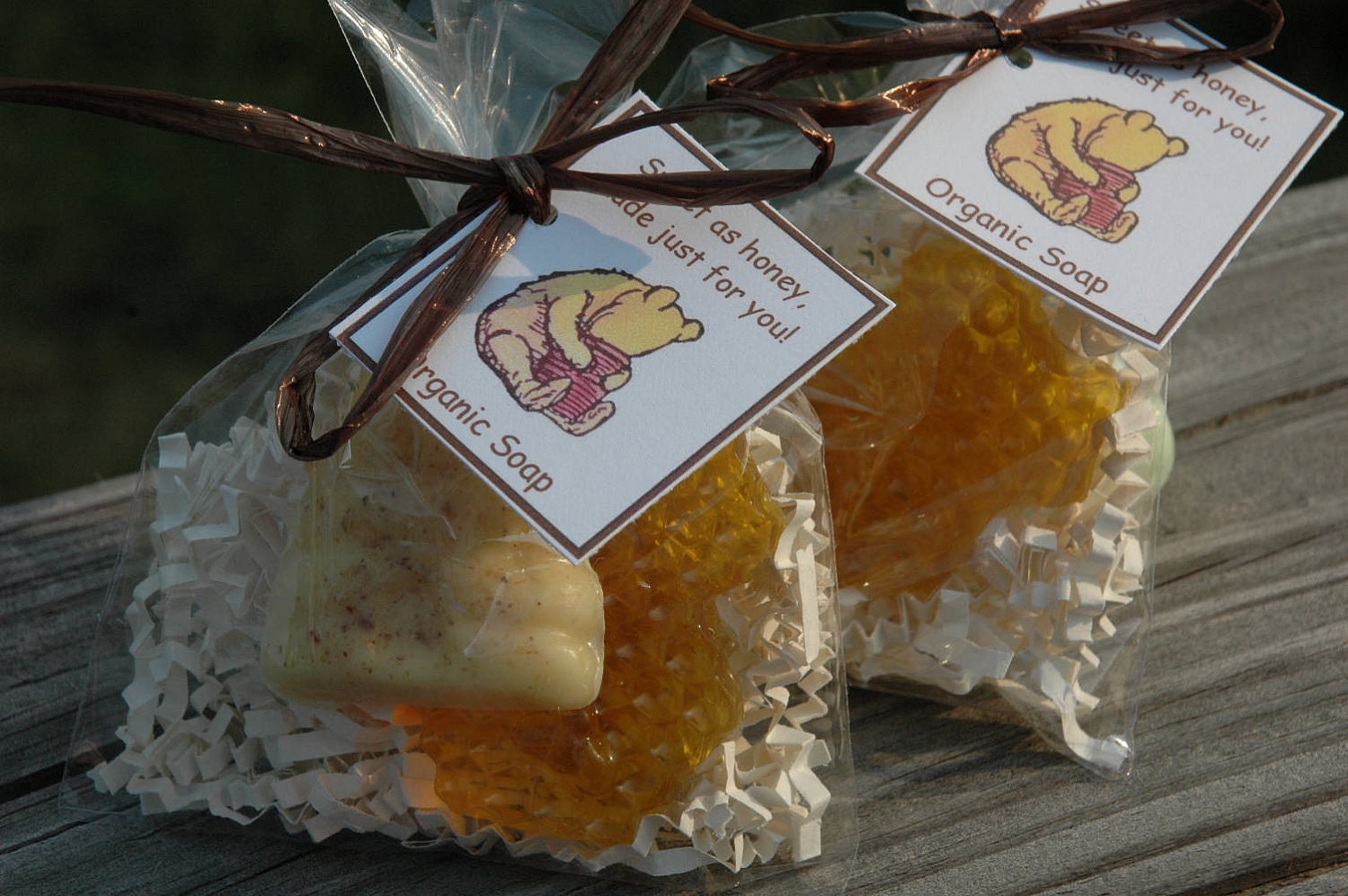 30 Classic Pooh or Bee Theme Shower Favors Organic Oatmeal Buttermilk and Honey Soap