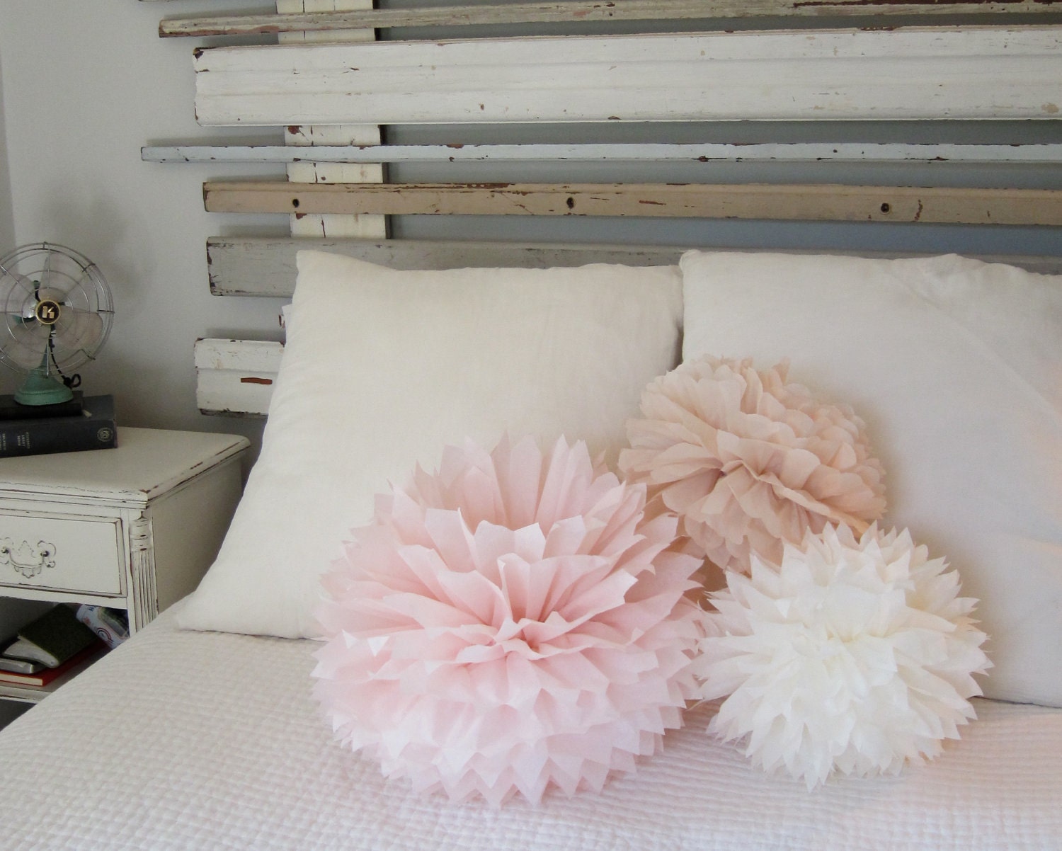 Emma Collection- 3 Pom Poms- bridal shower decorations/ photography props/ nursery decorations/ farmhouse chic/ hanging wedding decorations