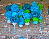 Ariel Color Collection-5 Pom Poms- Mermaid party decoration/ baby shower hanging decoraiton/ nursery mobile/ photography prop