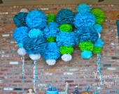 Ariel Collection-30 Pom Poms- Mermaid party decoration/ baby shower hanging decoraiton/ nursery mobile/ photography prop
