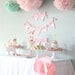 Maggie Collection- 5 Pom Poms- baby girl shower hanging decorations/ wedding shower/ getaway car decoration/ vintage party decorations