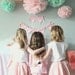 Maggie Collection- 5 Pom Poms- baby girl shower hanging decorations/ wedding shower/ getaway car decoration/ vintage party decorations