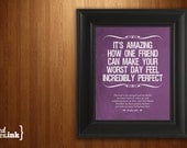 Wall Art - A True Friend Print (purple, blue, green, or rust with white text) Psalm 28:7 - 5 x 7 Print