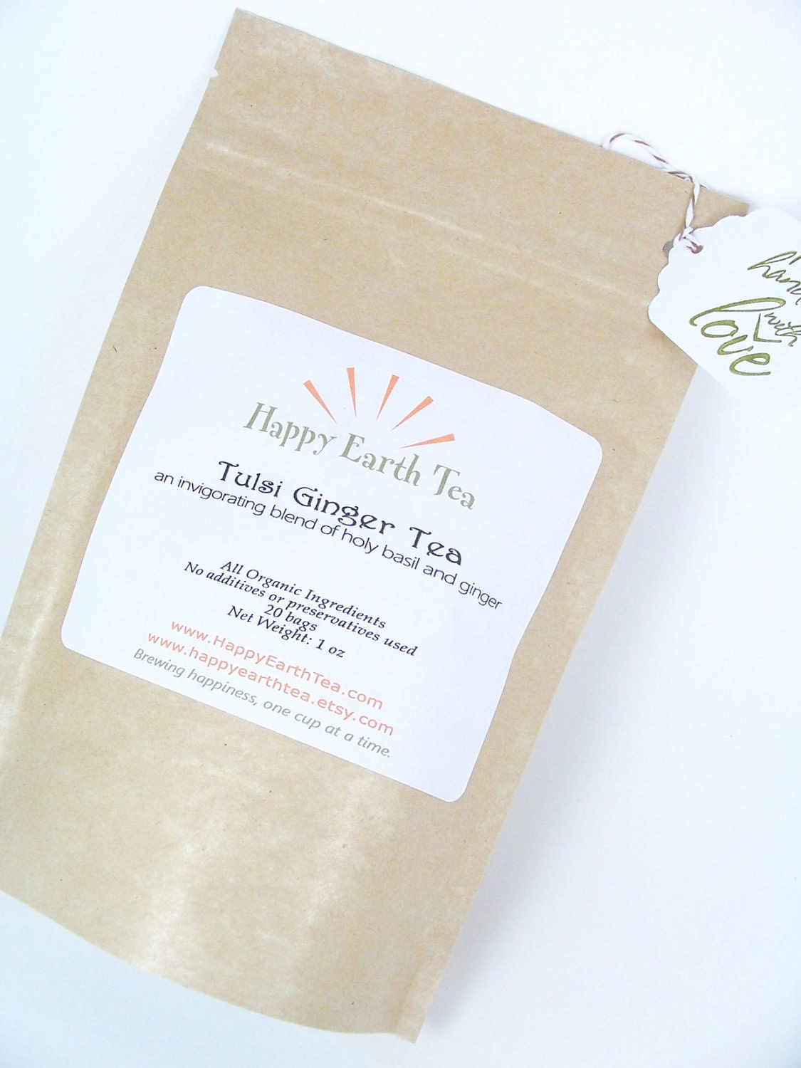 Holy Ginger Tea, a caffeine-free blend of ginger and holy basil (20 Bags)