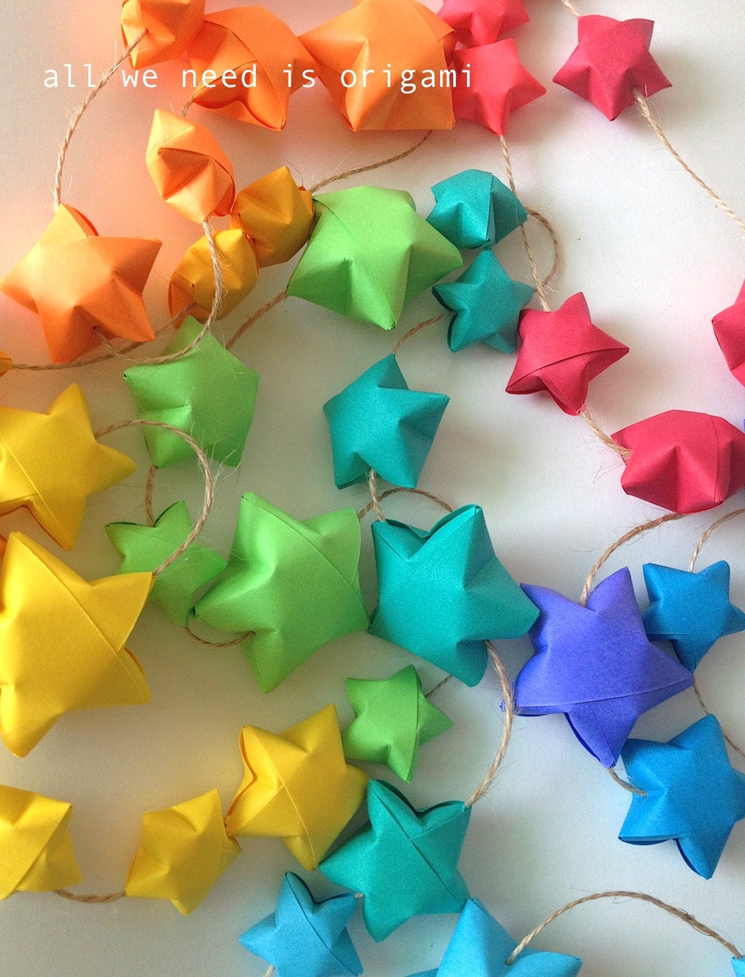 9 feet BABY NURSERY RAINBOW garland - baby decoration - rainbow stars - rainbow shower - origami garland by Allweneedisorigami on Etsy