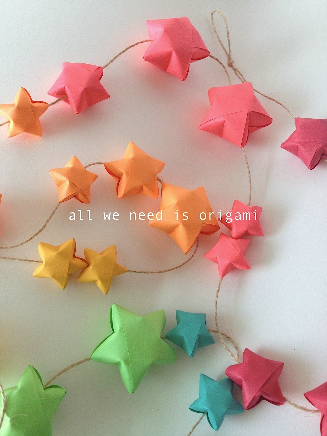 9 feet BABY NURSERY RAINBOW garland - baby decoration - rainbow stars - rainbow shower - origami garland by Allweneedisorigami on Etsy