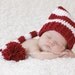 Newborn Santa Hat Striped Christmas Elf Hat Newborn Photography Prop Burgandy and White