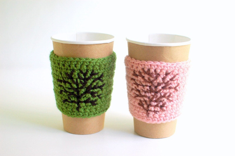 His and Hers  Coffee cup cozies tree by The Cozy Project