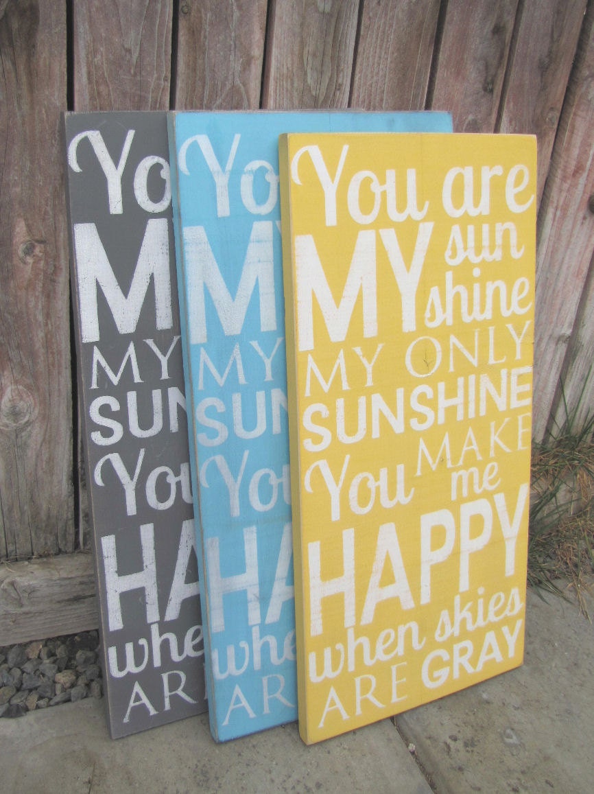 You Are My Sunshine Wooden Distressed Subway Art Sign Wall Hanging