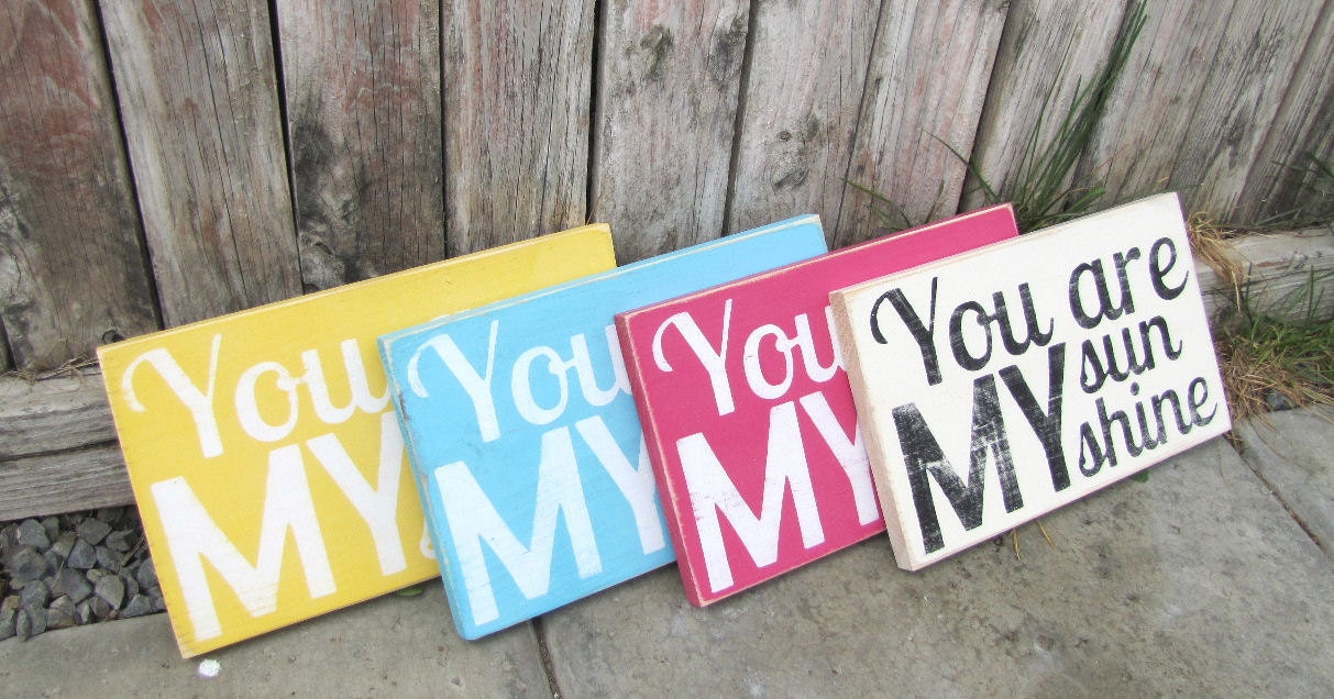 Ready to Ship You Are My Sunshine Wooden Distressed Subway Art Sign Wall Hanging