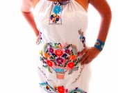 Aztlan weeding mexican embroidered halter dress