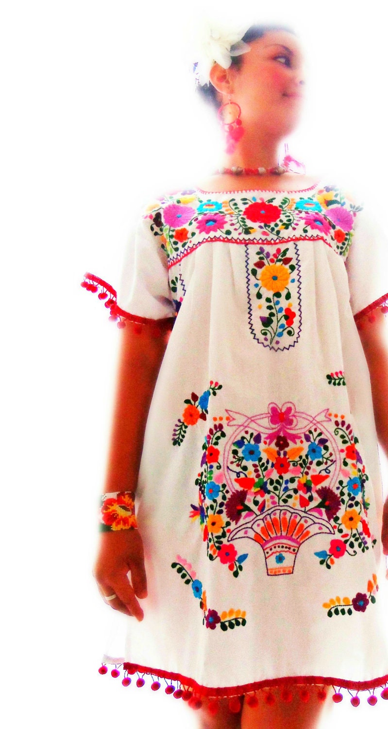 Mexico de colores embroidered bohemian  dress