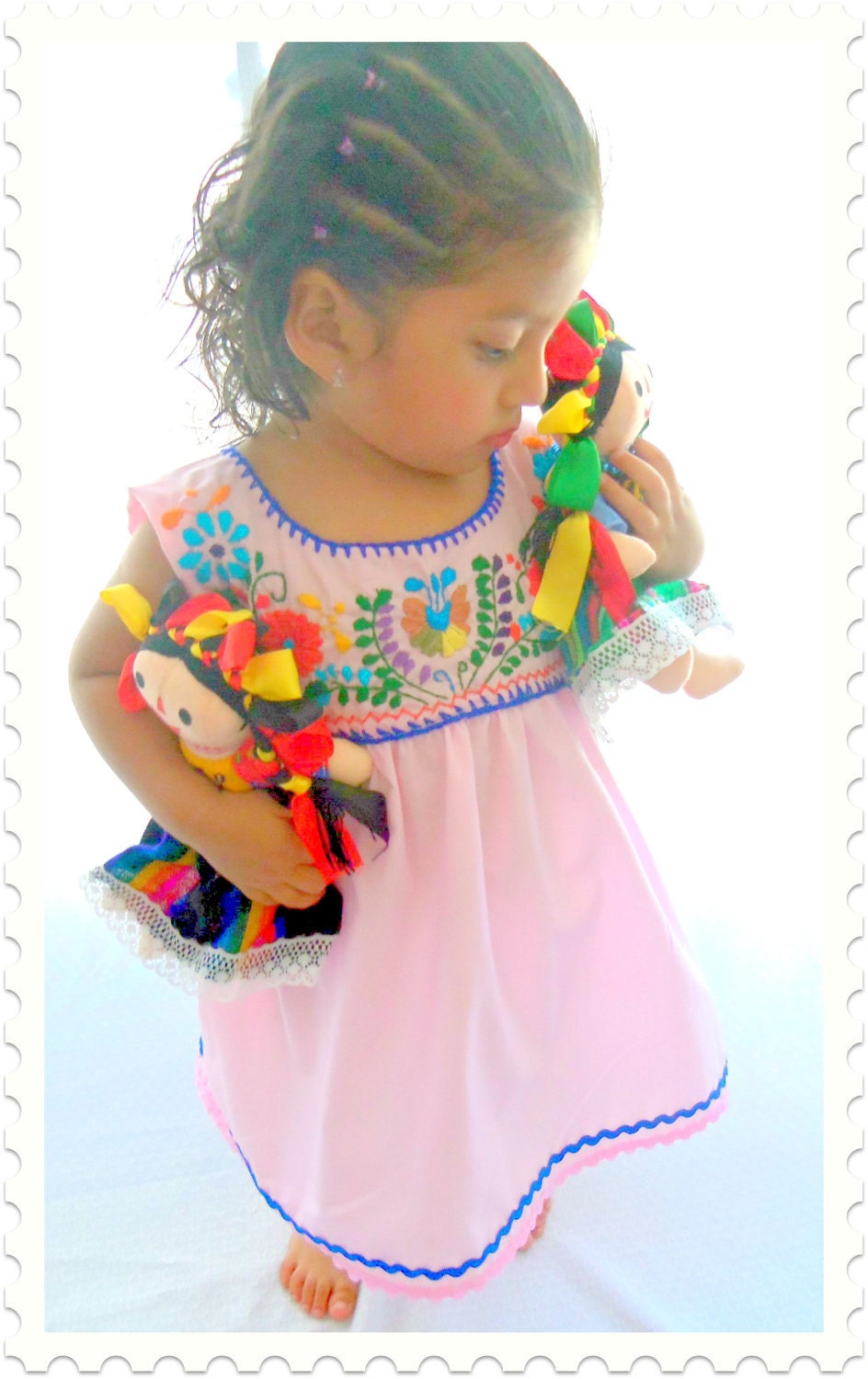 Nubes Rosas Handmade Mexican Embroidered Tunic Children dress