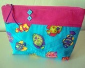 SALE - Rainbow Fish Travel Bag, Cosmetic Bag, Colorful Bag, Summer Bag - Ready to Ship