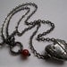 Steampunk Valentine. Patchwork Heart, Pewter Pendant with Carnelian bead Feral Valentine.