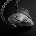 Steampunk Valentine. Patchwork Heart, Pewter Pendant with Carnelian bead Feral Valentine.