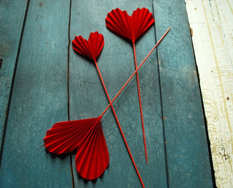 Red Heart Blossoms, Paper Valentines , Mothers Day Gift, First Wedding Anniversary gift