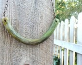 Ceramic Contour Statement Necklace - Avocado Greens - Watercolor Series