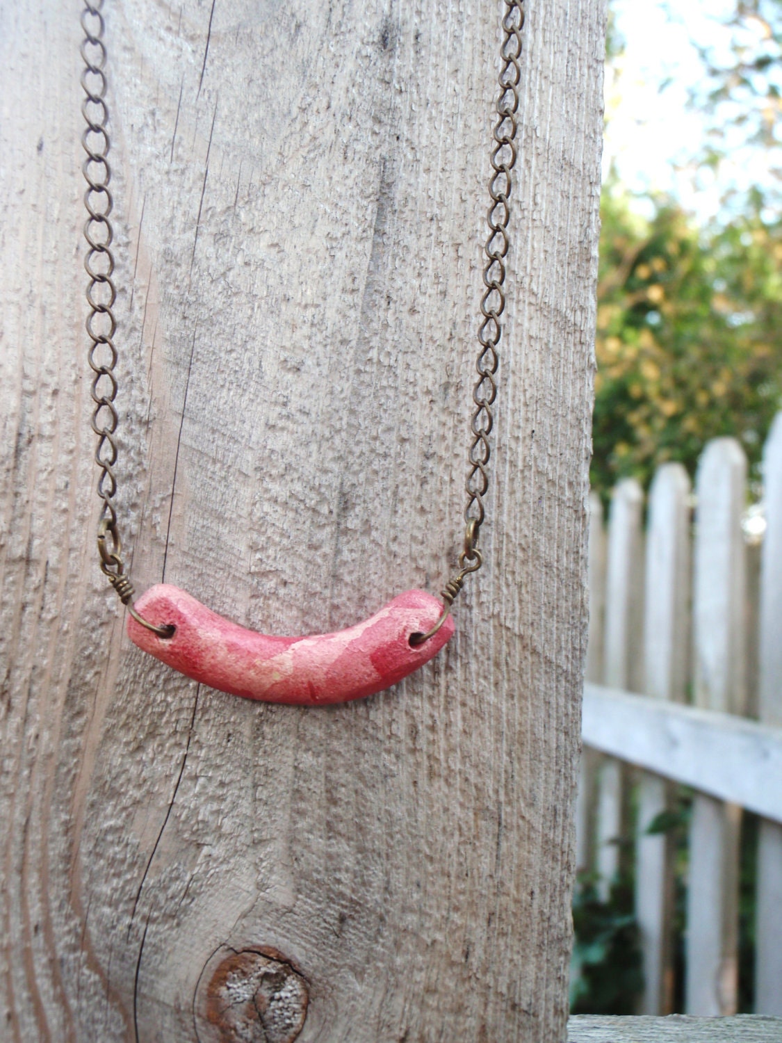 Ceramic Contour Statement Necklace - Pink Tulips - Watercolor Series