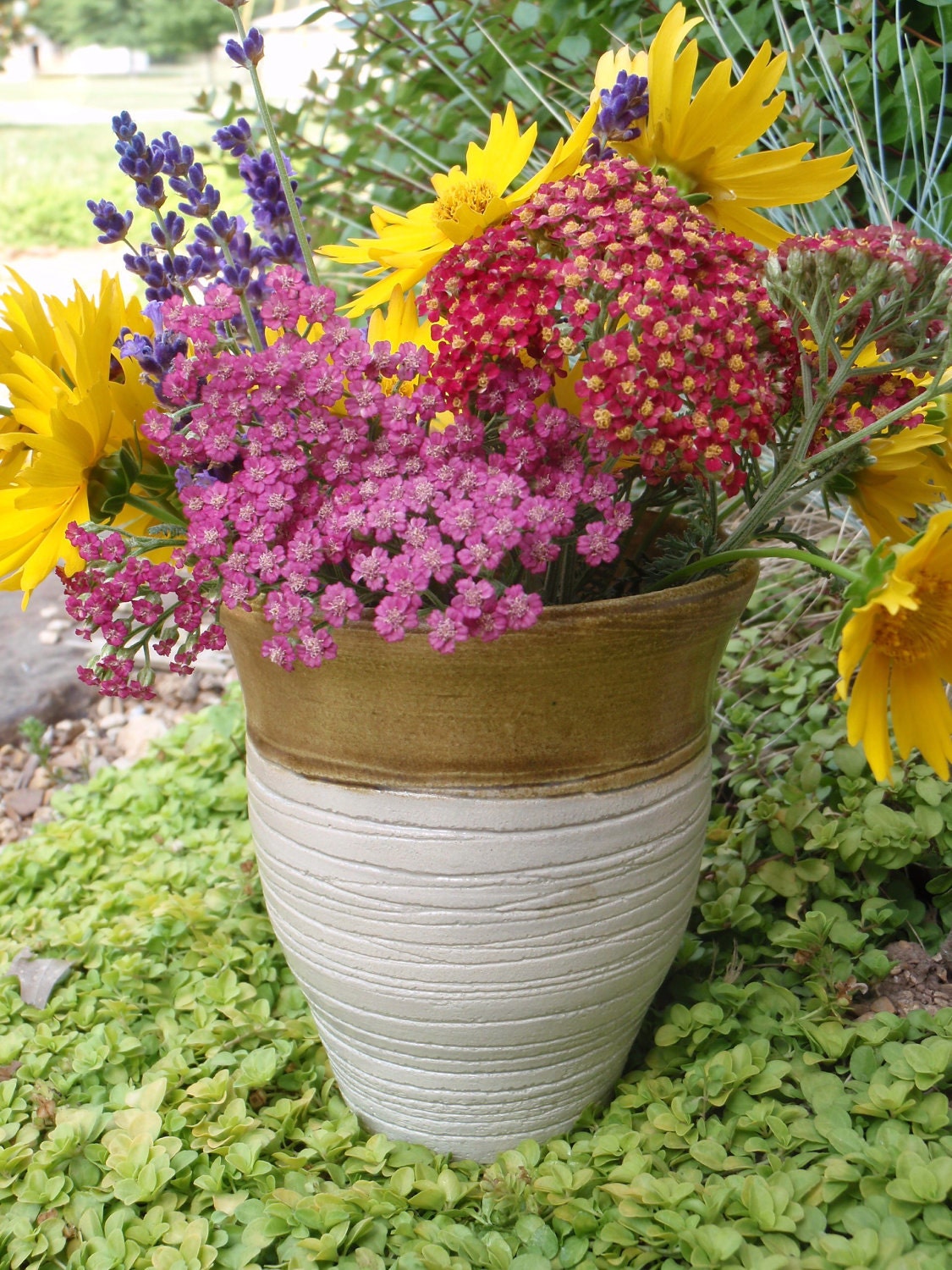 Light Gray and Turtle Green Flower Vase - Wheel Thrown with a Hand Carved Design