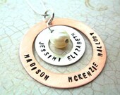 Mixed Metal Hand Stamped Names Double Washer Necklace