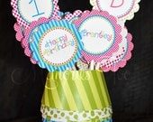 PRINTABLE Personalized Polka Dots and Stripes Cupcake Toppers or Favor Tags DIY