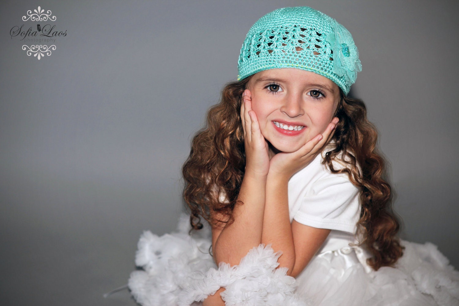 Baby Hat - Baby Flower Hat - Girl Flower Hat - Crochet Flower Beanie Hat - Aqua