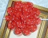 Flower Headband - Red with White Polka Dots Chiffon and Tulle Mesh Puff
